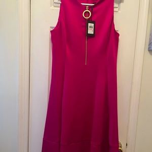 Dkny hot pink flare dress size 10NWT